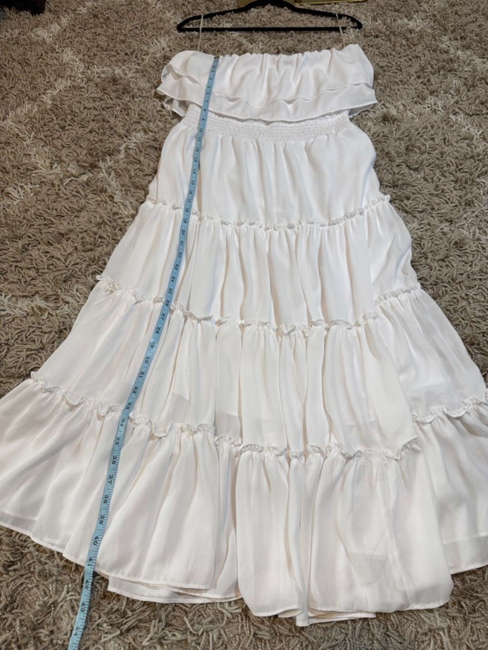 NWT 1. STATE Strapless Tiered Ruffle Midi Dress Ultra White size Large - Picture 10 of 13